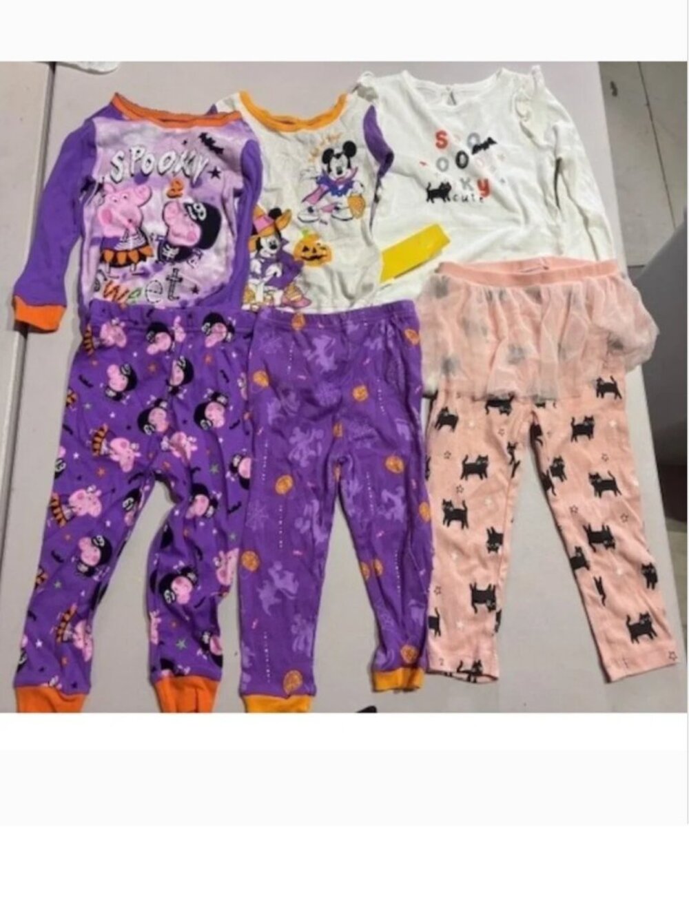 Girls 6 Pc Halloween Pajamas 24 mths/2T Minnie Mouse Peppa Pig Shirts & Pants